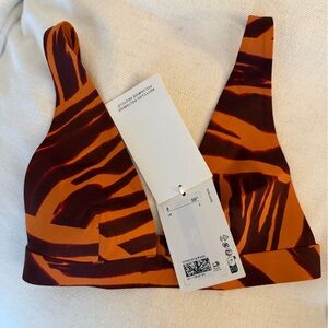 COS Vibrant Orange and Brown Bikini Top